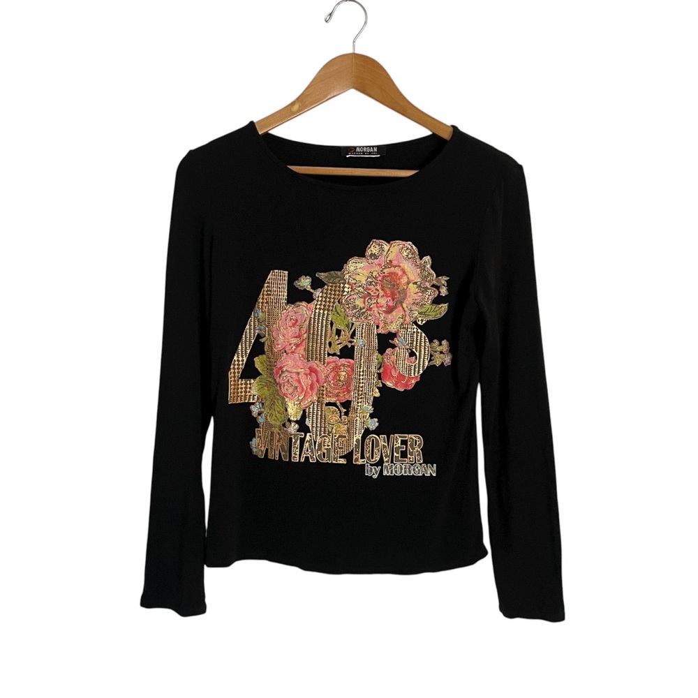 Morgan De Toi Long Sleeve Top 40s Vintage Lover Floral Graphic Puff Print M/L